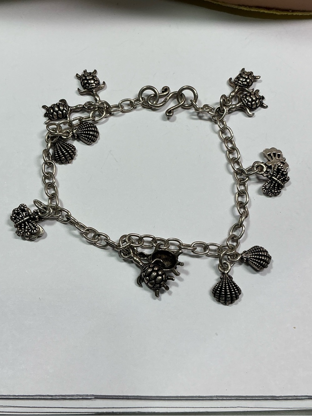 Sterling Silver Sea Life Charm Bracelet - Women's Jewelry. 7.5 inches long